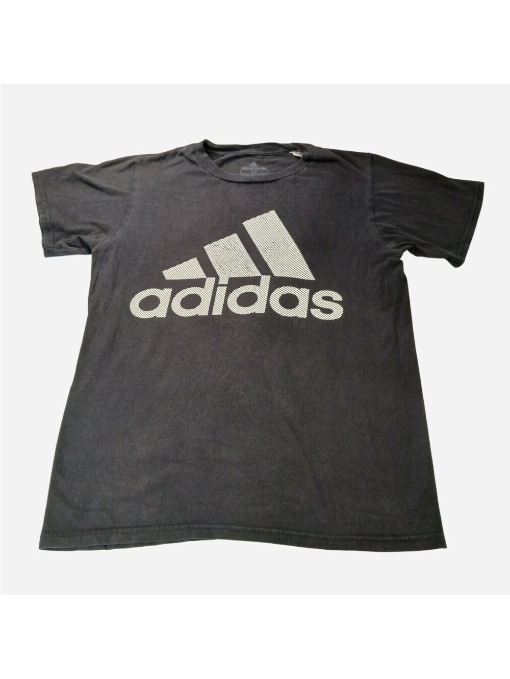 Adidas The Go-To Tee Boys Small Black T-Shirt Big Logo Short Sleeve Athletic S
